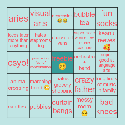 hannah bingo Card