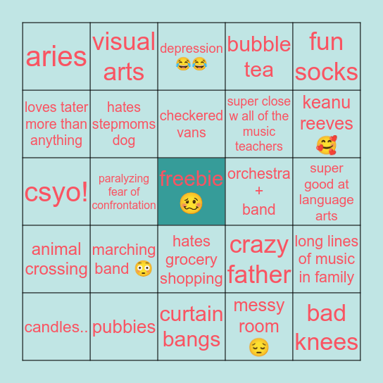 hannah bingo Card