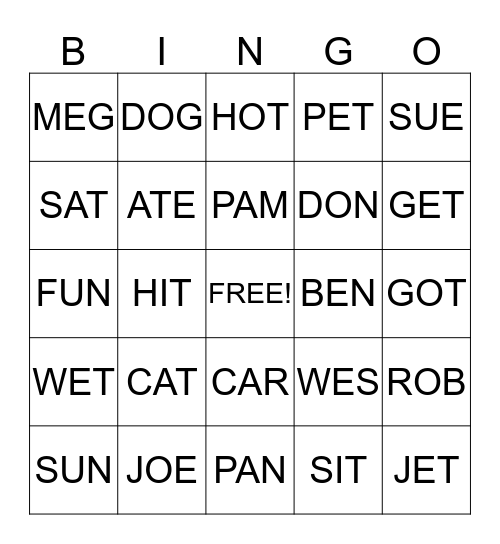 FINGERSPELLING Bingo Card