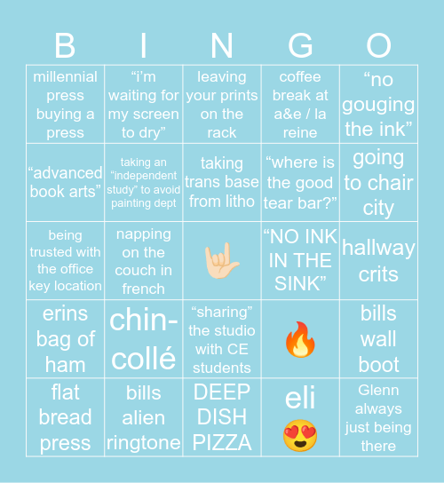 NHIA Print Bingo Card