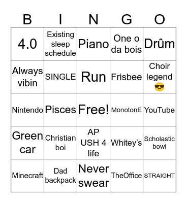 Landon Bingo Card