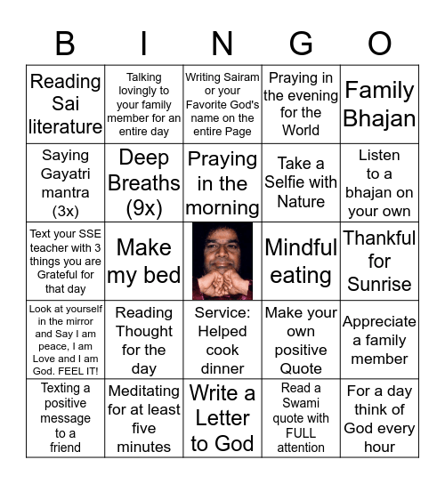 Earning God's GRACE Bingo Card