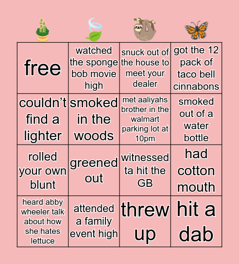 pothead bingo Card