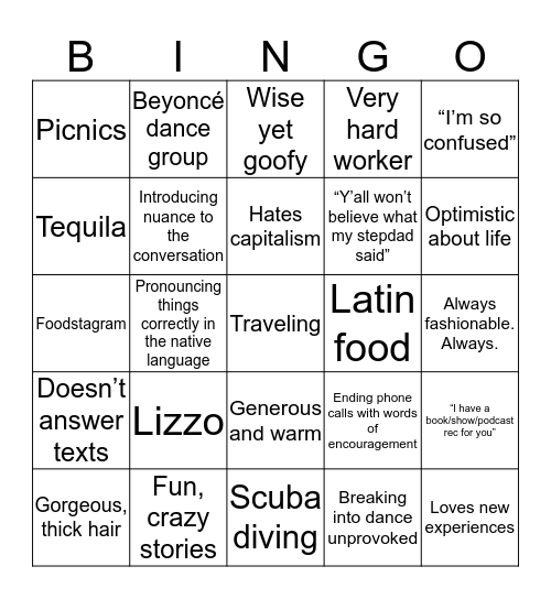Kait Bingo Card