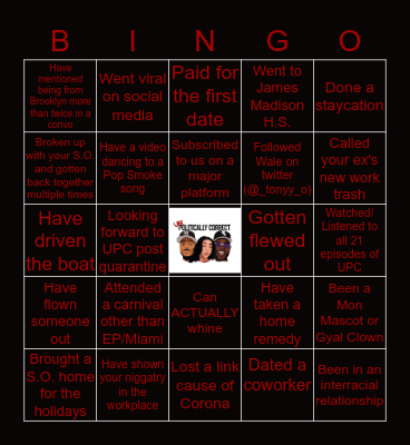UnPolitically Correct Bingo Card