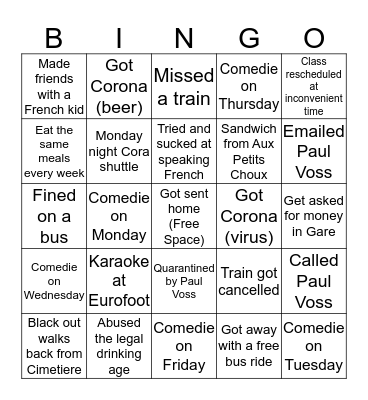 Real GTL Bingo Card