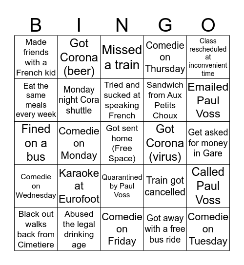 Real GTL Bingo Card