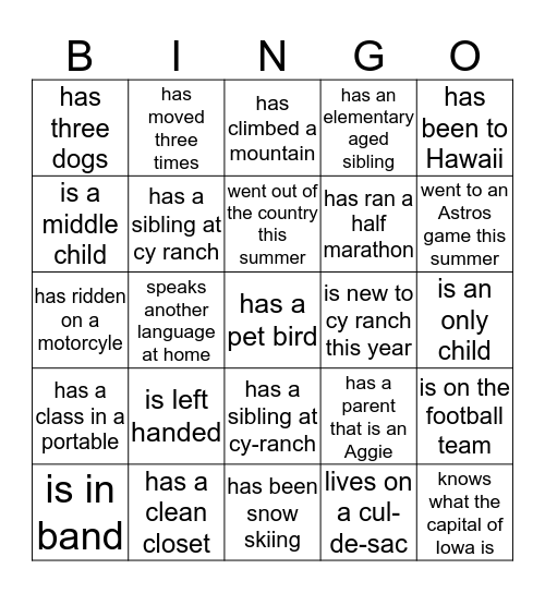 Untitled Bingo Card