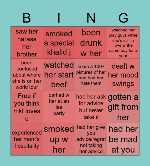 mkt bingo Card