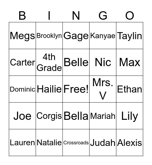 Mrs. VanderPloeg's Bingo Card