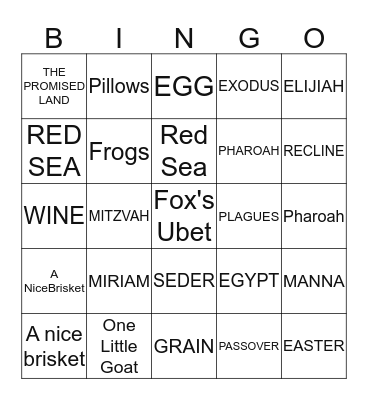 PASSOVER 2020 BINGO! Bingo Card