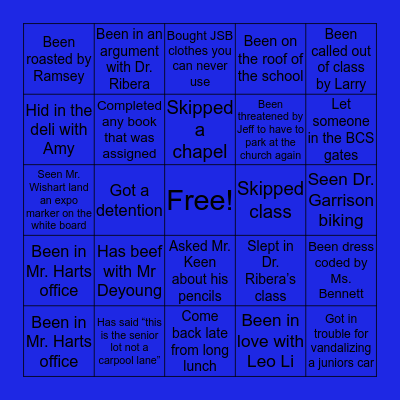 CANCELLED BCS SENIOR BINGO Card