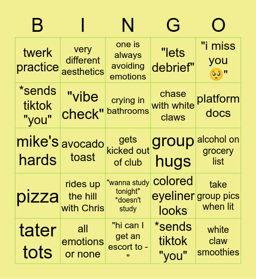 Dysfunctional 3 Bingo Card