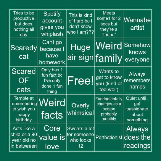 I literally don’t know myself but ok Bingo Card