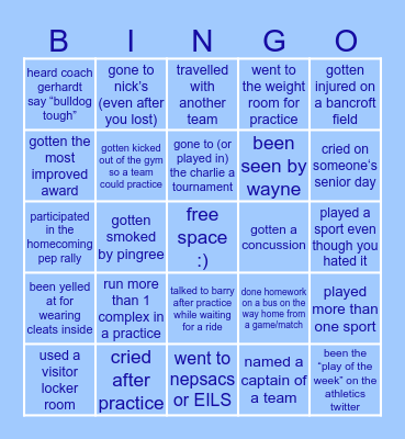 Bancroft Student Athlete Bingo! Bingo Card