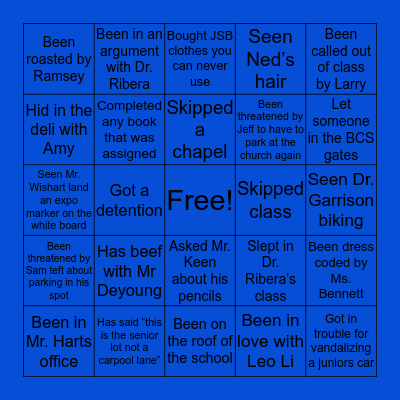 CANCELLED BCS SENIOR BINGO Card