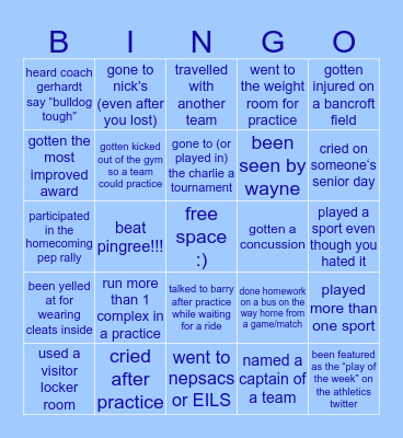 Bancroft Student Athlete Bingo! Bingo Card
