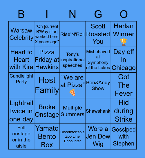 Wagon Wheel Bingo Card