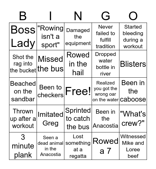 Blair Crew Bingo Card