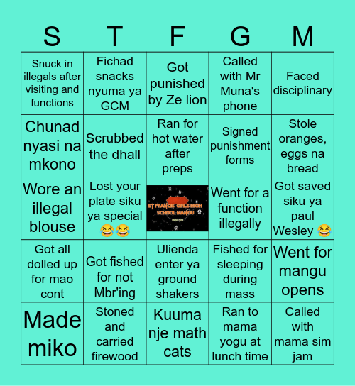 St. Francis mang'u bingo Card