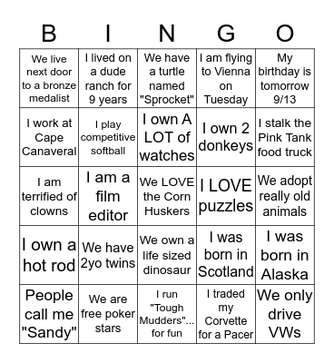 PALISADE WINE MIXER Bingo Card