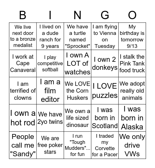 PALISADE WINE MIXER Bingo Card