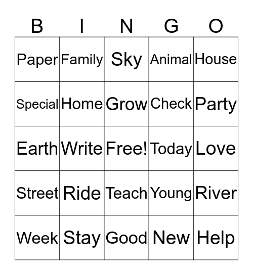 Ms. Hughes' Class Sight Word Bingo Card