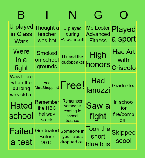 EOB BINGO Card