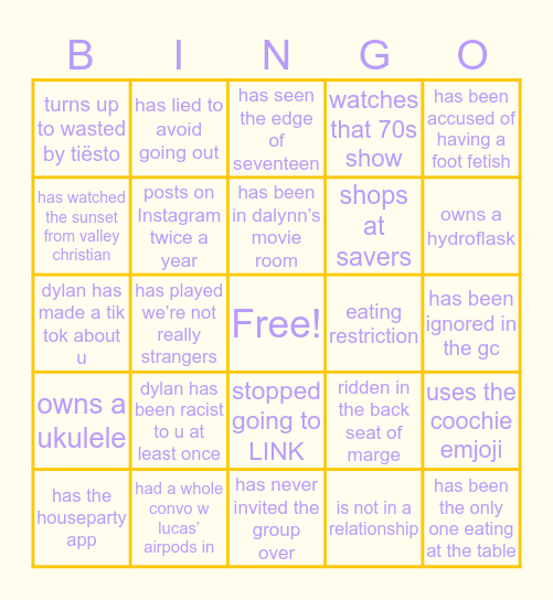 emos hate us bingo 😎 Bingo Card