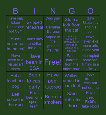 Rosedale Bingo Card