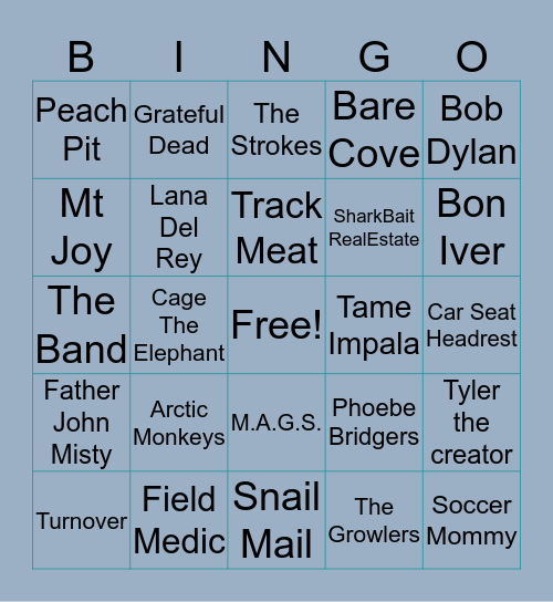 john music Bingo Card