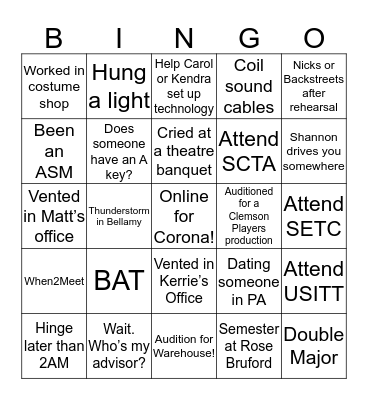 Brooks Bingo! Bingo Card