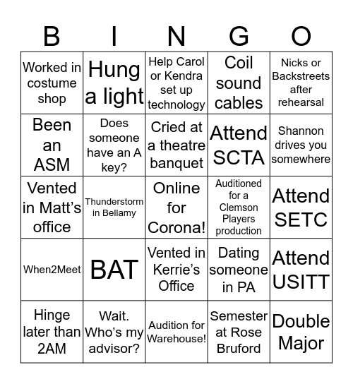 Brooks Bingo! Bingo Card