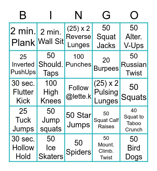 LETTE.K BINGO CHALLENGE Bingo Card