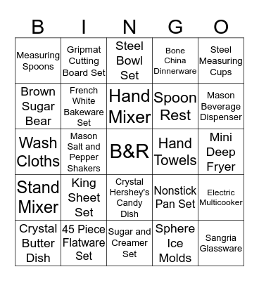 Betty's Bridal Bingo Card