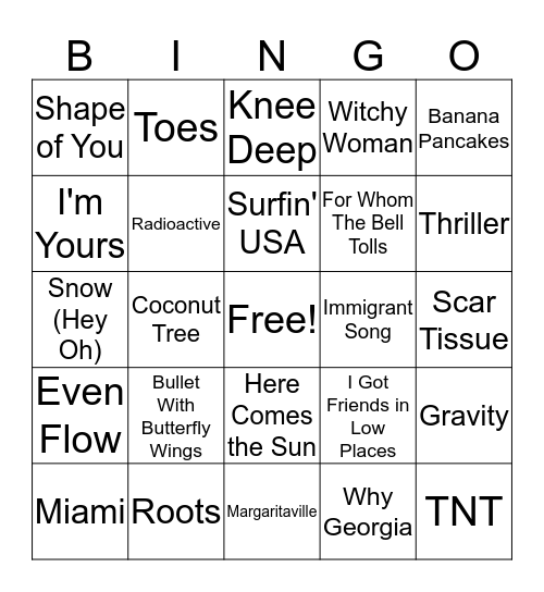 Misc. Bingo Card