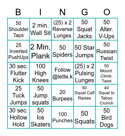 LETTE.K BINGO CHALLENGE Bingo Card