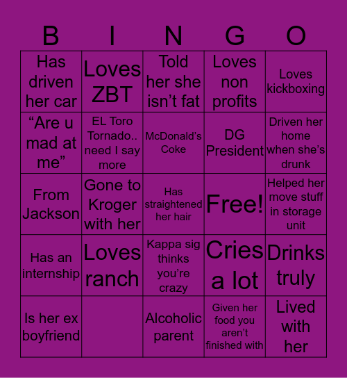 Abby Bingo Card