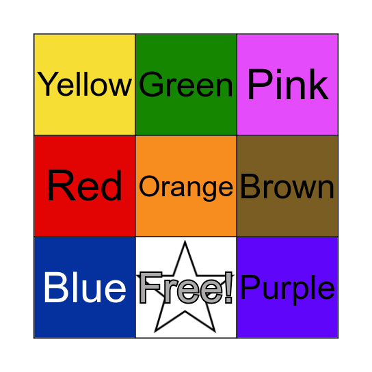 Color Bingo Card