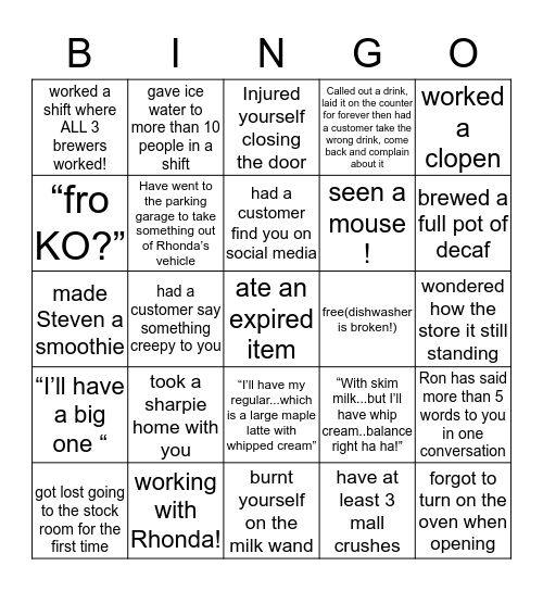 Second Cup Avalon Mall Bingo Card