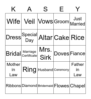 Furture Mrs. Sirk Bingo Card