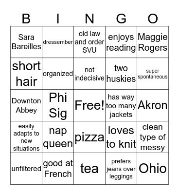 Amanda Bingo Card