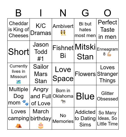 How Similar Are You to Carrie? Bingo Card