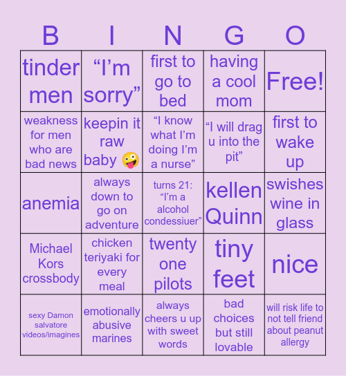 Jenny’s Bingo Card