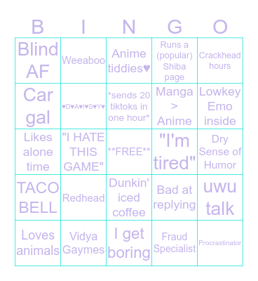 Summer Bingo :3 Bingo Card