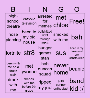 Mere Bingo Card