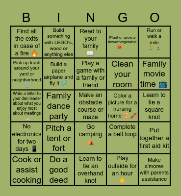 PACK 506 BINGO PARTY Bingo Card