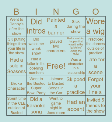 Busted Bingo Card