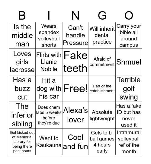 Reis Schweiner Bingo Card