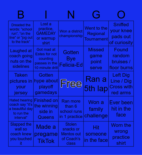 C H V B Bingo Card